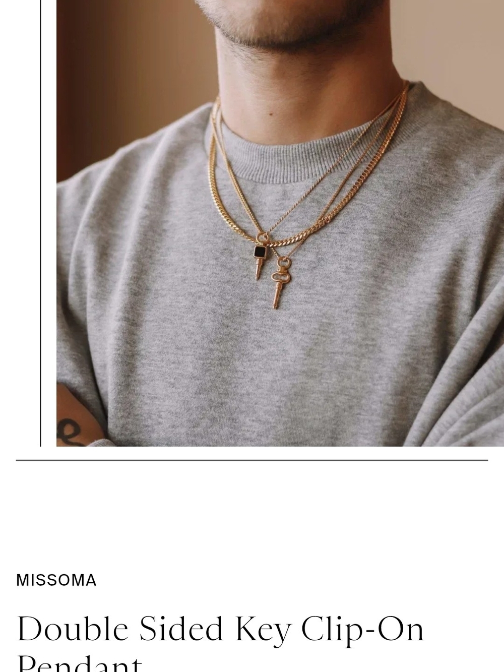 Missoma Gold Double-Sided Key Clip-On Necklace